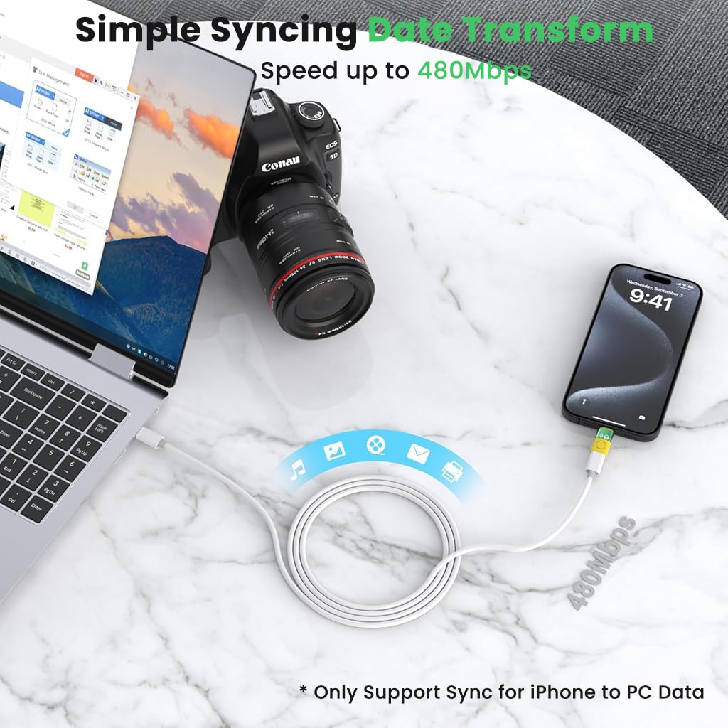 Verilux USB C to Lightning Adapter 2 Pack for iPhone with 5V/2A Charging & 480Mbps Data | Hands-Free Audio Connectivity