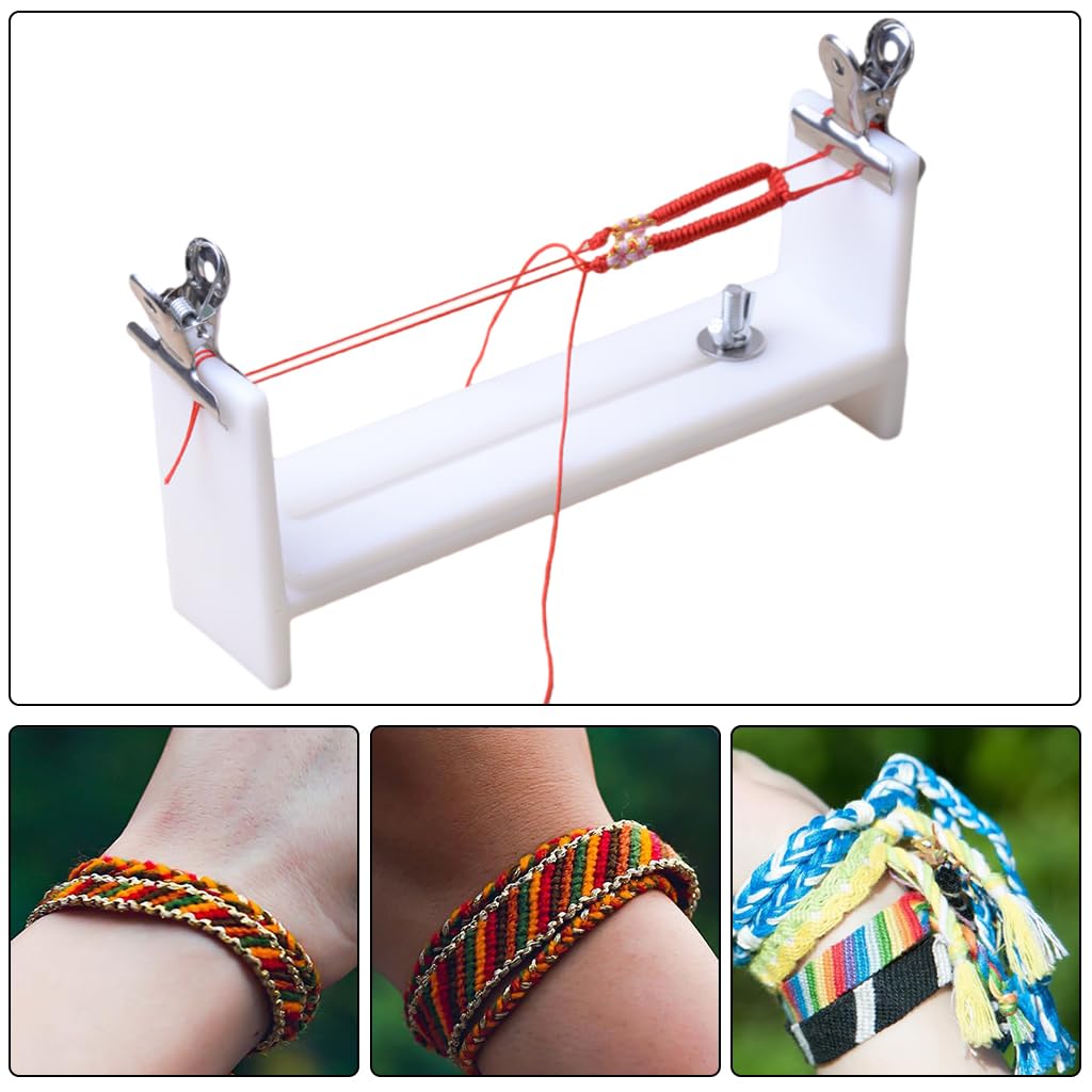 PATPAT Woven Bracelet Making Tool for DIY Crafts with Adjustable Jig & Carved Scale | Includes 2 Clips for Precise Thread Control