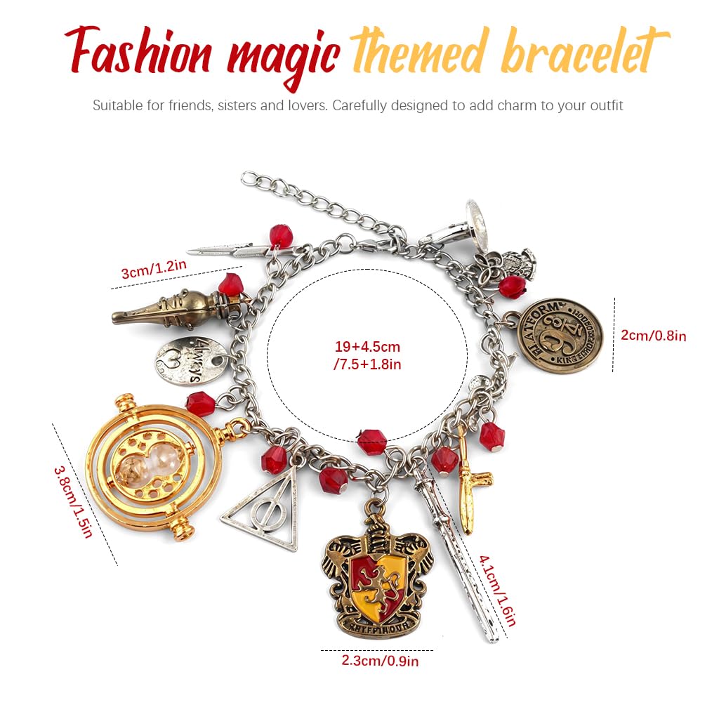 SANNIDHI Harry Potter Bracelet for Girls with Wizardry Charms and Adjustable Chain | 2PCS Gift Jewellery