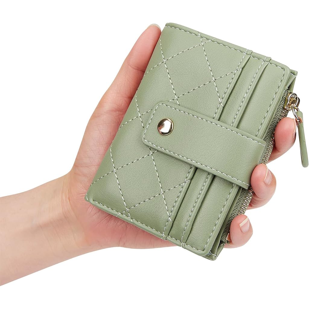Zibuyu Wallet for Women with Multi Card Slots and Snap Button Closure 11.5 x 9 cm | Mint Green PU