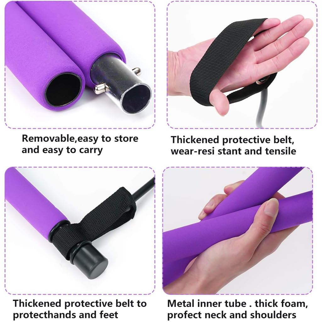 Optifit Foam Pilates Bar for Full Body Home Workouts with Resistance Bands and Foot Loop