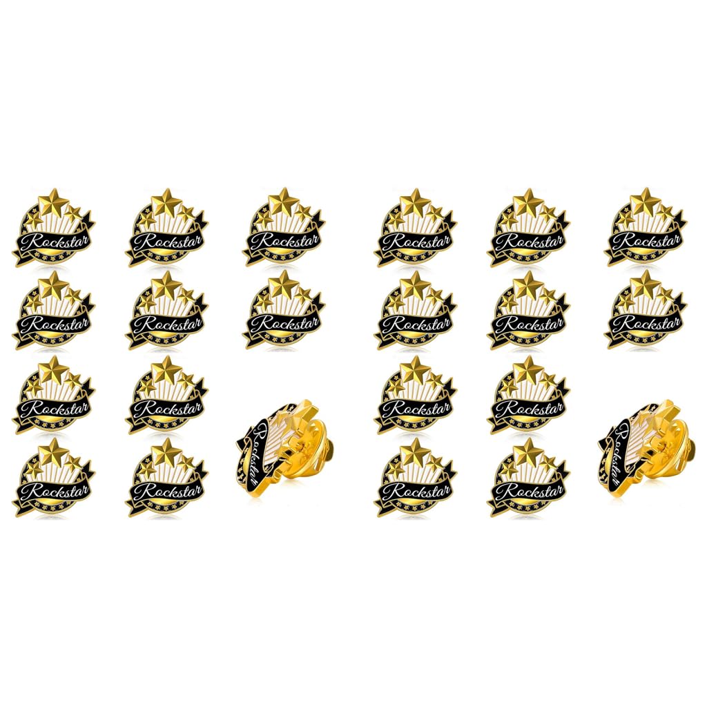 SANNIDHI Employee of The Month Lapel Pin Set with Gold Plating 20PCS | Enamel Star Brooch