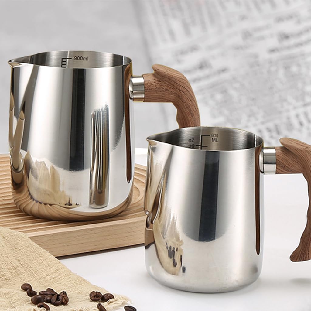 Supvox Milk Frothing Pitcher 600ml for Latte Art with V Shape Spout and Ergonomic Handle