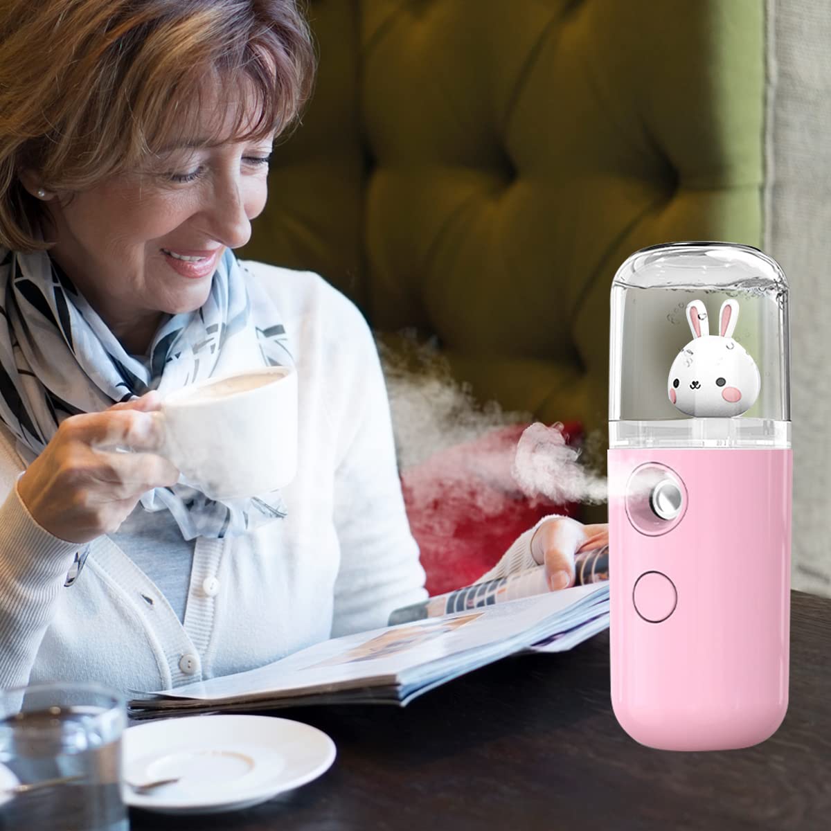 Venzina Mini Nano Facial Mist Sprayer for Skin Hydration with 30ml Tank and USB Rechargeable Design | Portable White Steamer