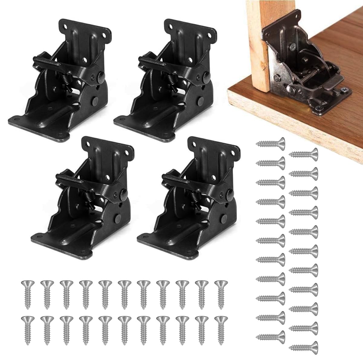Serplex Folding Table Bracket Set for Table Assembly with 4pcs Screw-Fixed Metal Hinges