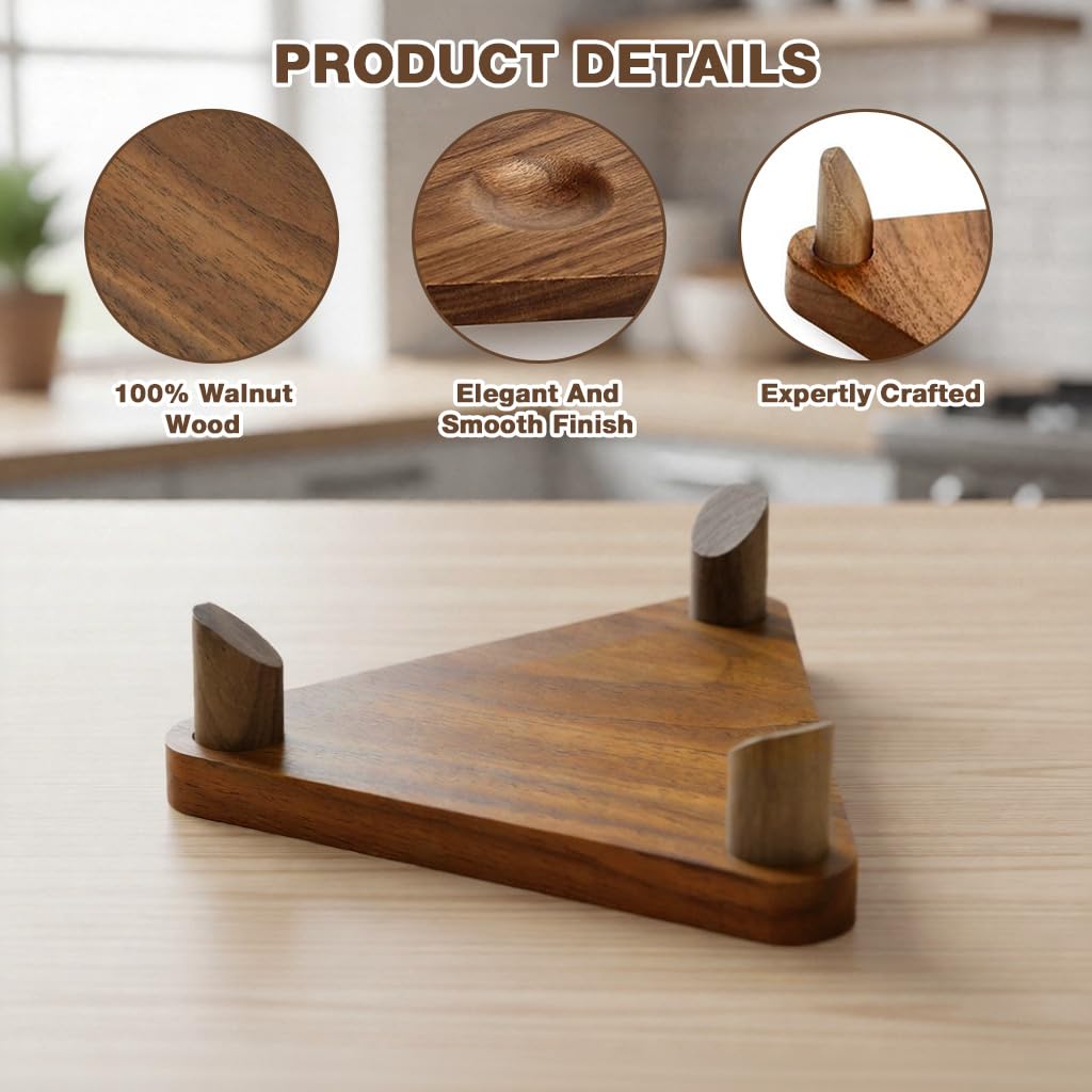 HASTHIP Triangle Wooden Ball Display Rack for Desktops with Stable Stand | 13.5x13.5x5cm