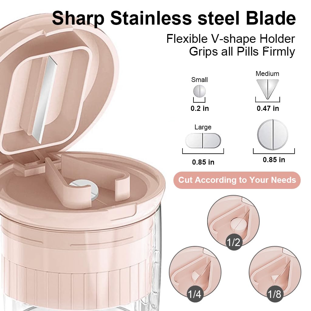 HANNEA Pill Organizer for Travel with 4 Compartments and Integrated Pill Cutter | ABS Case