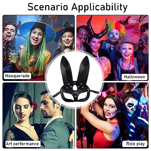 PATPAT® Masquerade Masks for Women Leather Eye Masks Bunny Ear Fox Cat Eye Mask Face Mask Women Halloween Mask Halloween Costume Party Mask for Cosplay Halloween Accessories for Women