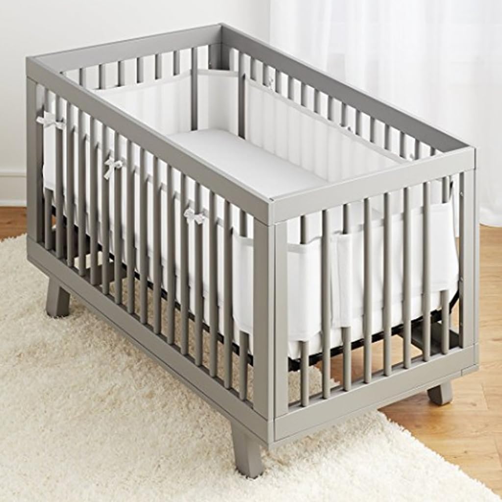 SNOWIE SOFT Breathable Mesh Crib Liner 62×11.8 in for Baby Cribs with Cuttable Fabric Fence | Easy Detachable Design