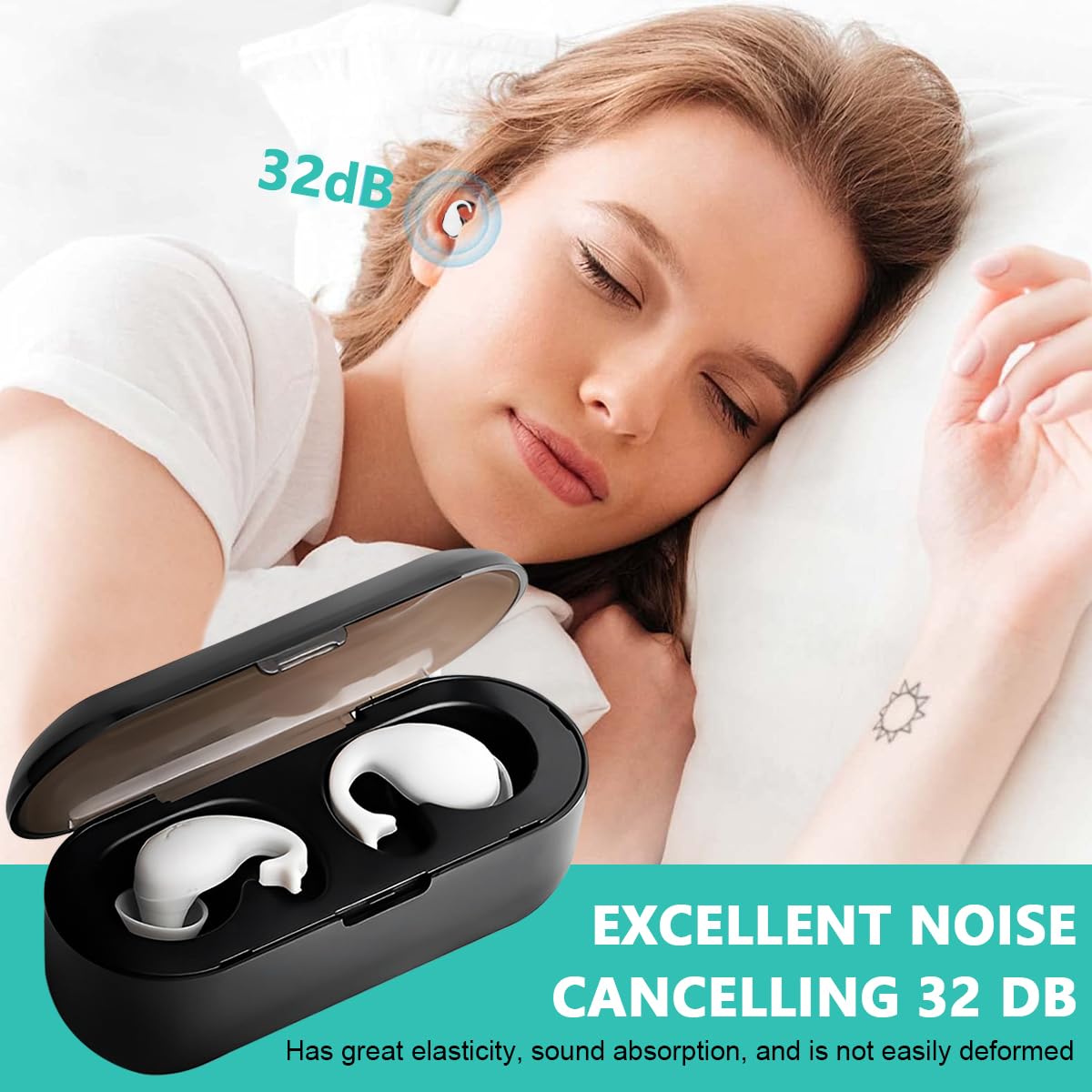 HANNEA Ear Plugs for Sleeping with 32 dB Sound Reduction and Triple Layer Design | Soft Silicone Reusable Set