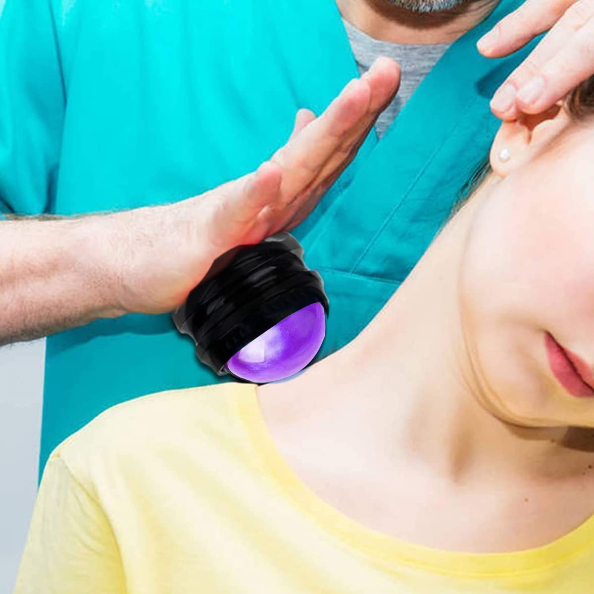 HANNEA Massage Ball for Full Body Relief with 54mm 360° Rotatable Resin Roller | Purple