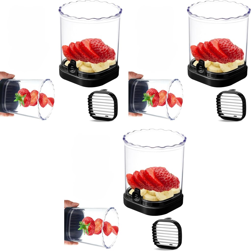 Supvox Fruit Slicer for Oats Bowl and Salad featuring Press Down Cutter | 3PCS Stainless Steel