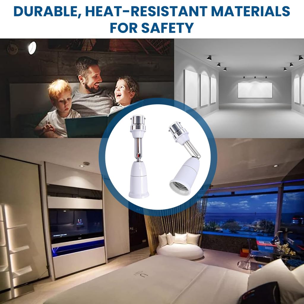 ELEPHANTBOAT B22 to E27 Light Socket Converter for LED CFL Halogen Bulbs | 360° Rotatable 3PCS