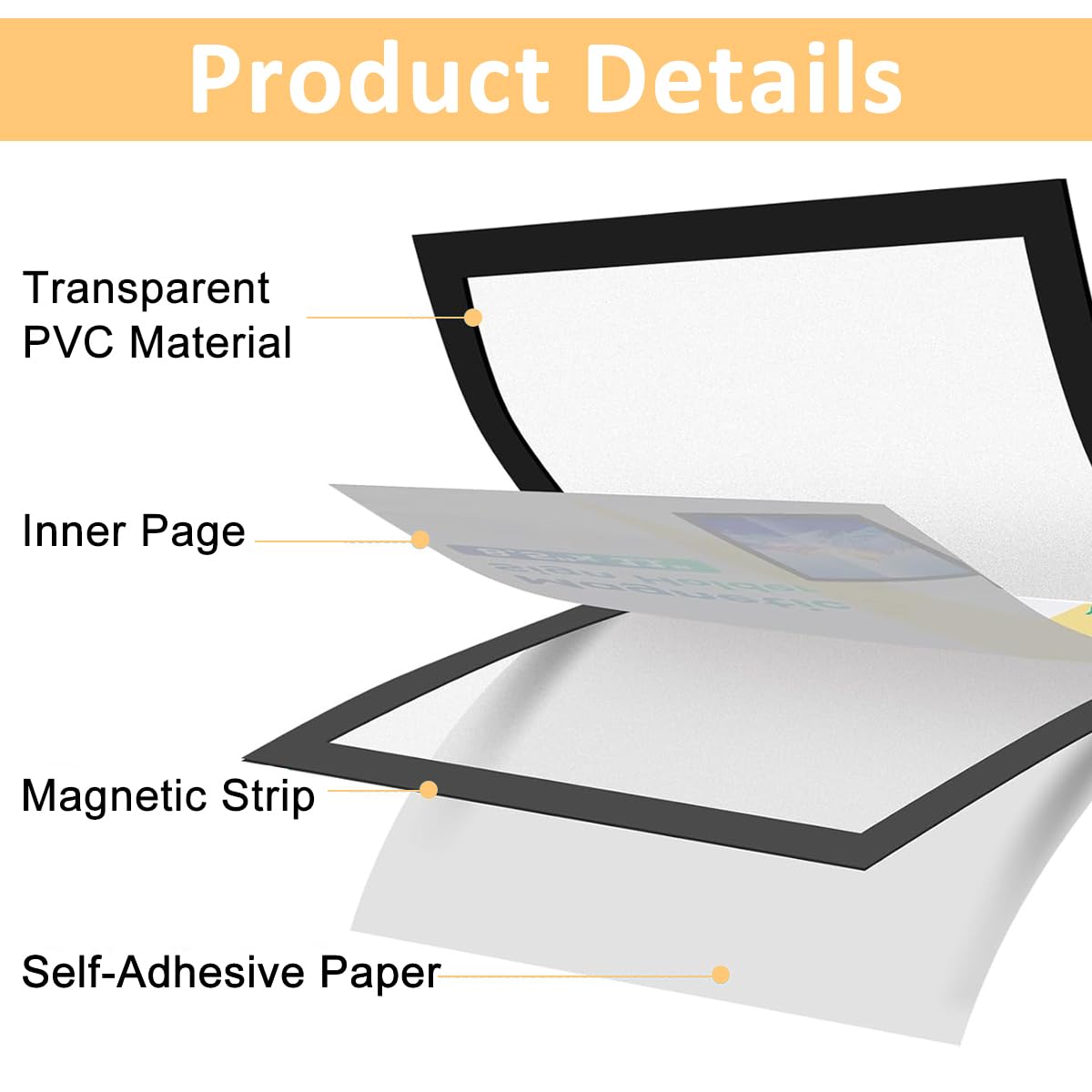 Climberty Magnetic Cover Sign for Office and Store Displays with Self-Adhesive Frame 8.5x11 | Clear PVC Wall Holder