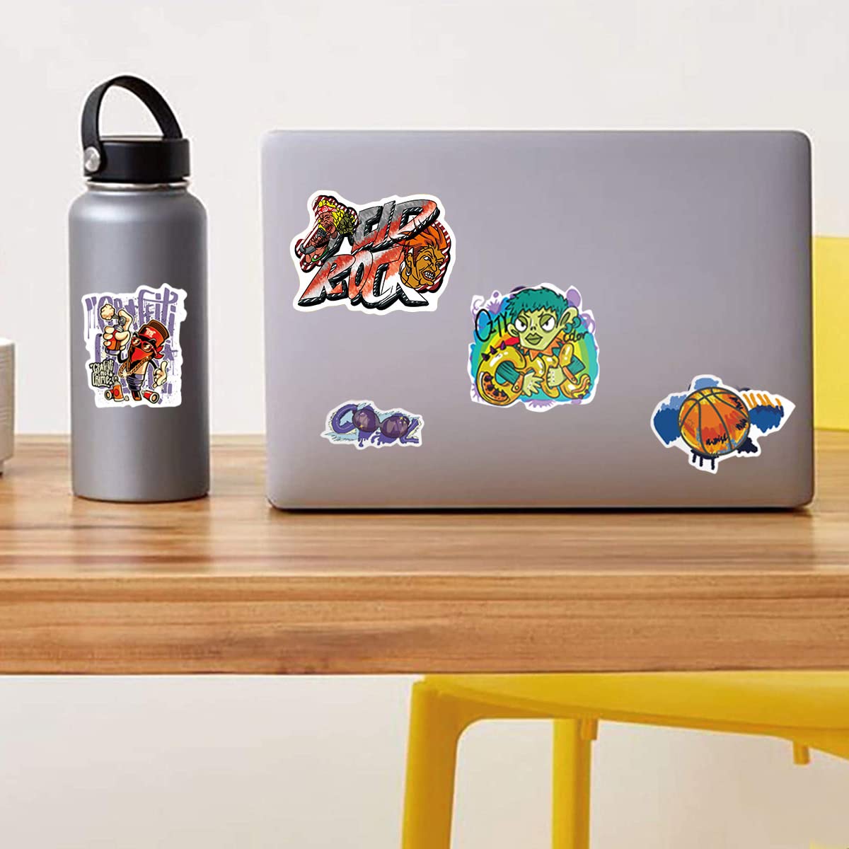 HASTHIP Laptop Stickers for Scrapbook and Journal with 50 Waterproof PVC Sheets | Reusable Adhesive Decor