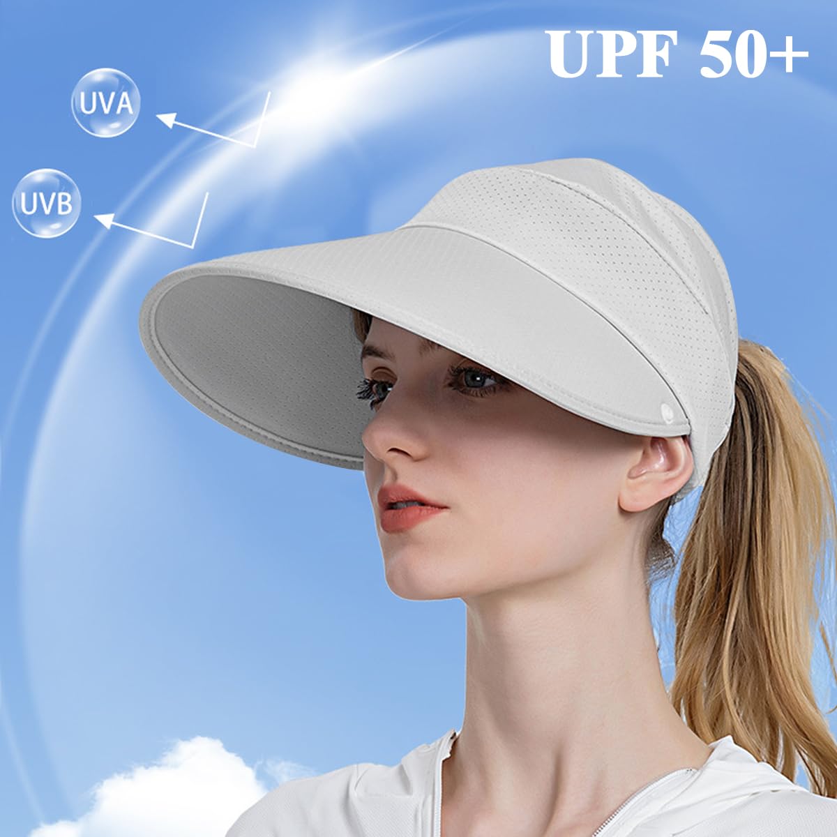 PALAY Sun Hat for Women with Detachable Face Cover featuring 2 in 1 Wide Brim UV Protection | Grey Summer Outdoor Visor