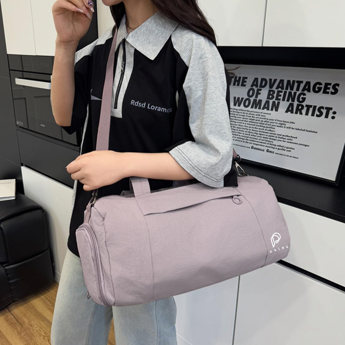 PALAY Gym Bag for Women with Shoe Compartment and Wet Dry Section | Waterproof Nylon Duffle