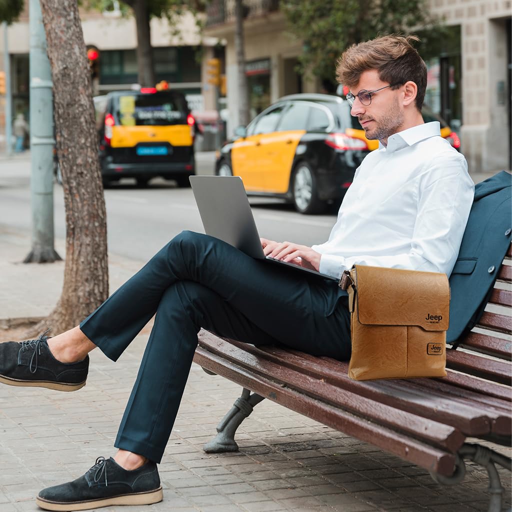 GUSTAVE Sling Bag for Men with Adjustable Strap and 24x5x27cm Capacity | PU Leather Brown