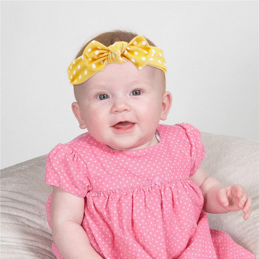 SNOWIE SOFT Baby Headbands Set for Girls featuring Soft Stretchy Cotton Bands | Cute Flower Bows for Newborns