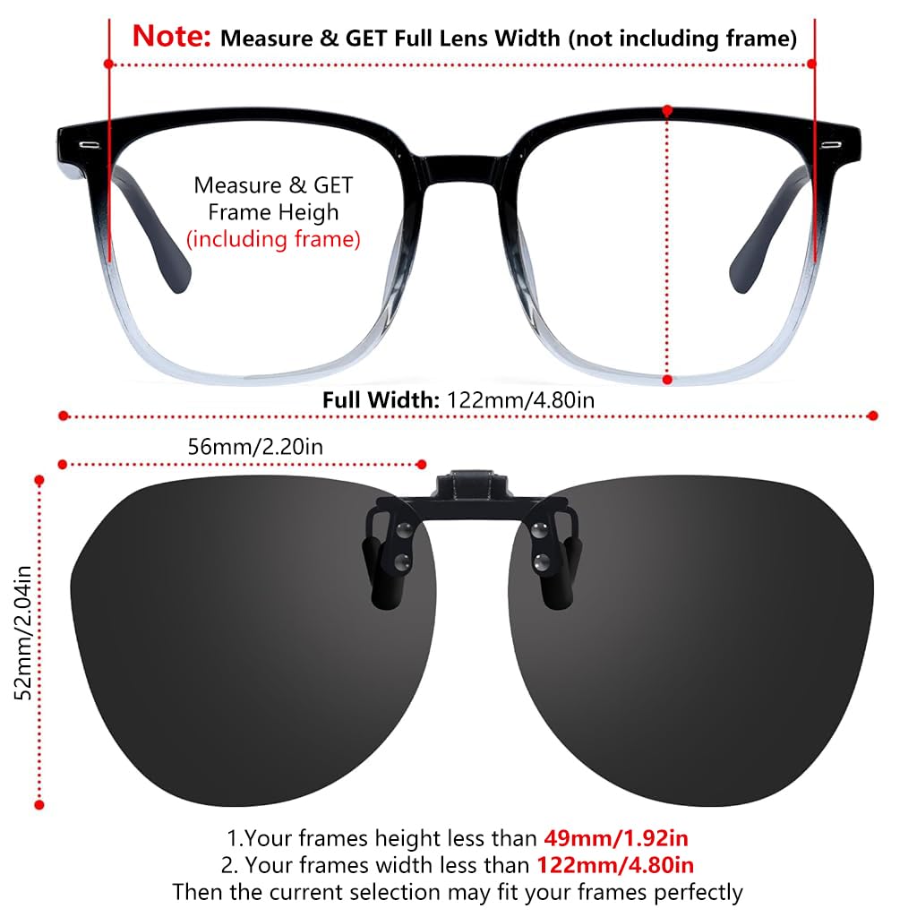 PROBEROS Clip On Sunglasses for Prescription Eyeglasses with UV Protection and 3PCS Set