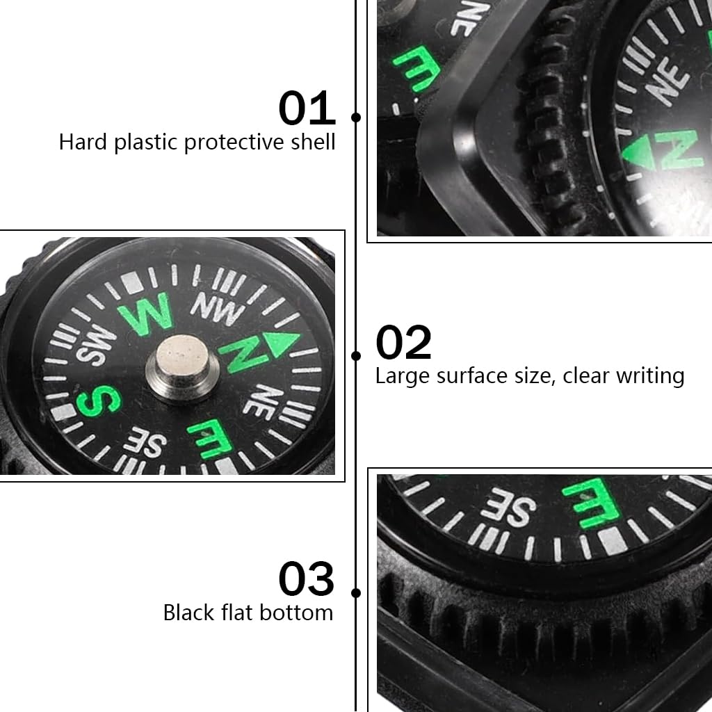 PROBEROS Wrist Compass Pack of 10 for Hiking and Camping featuring 24mm Base Mount | Compatible with 21mm Watch Strap