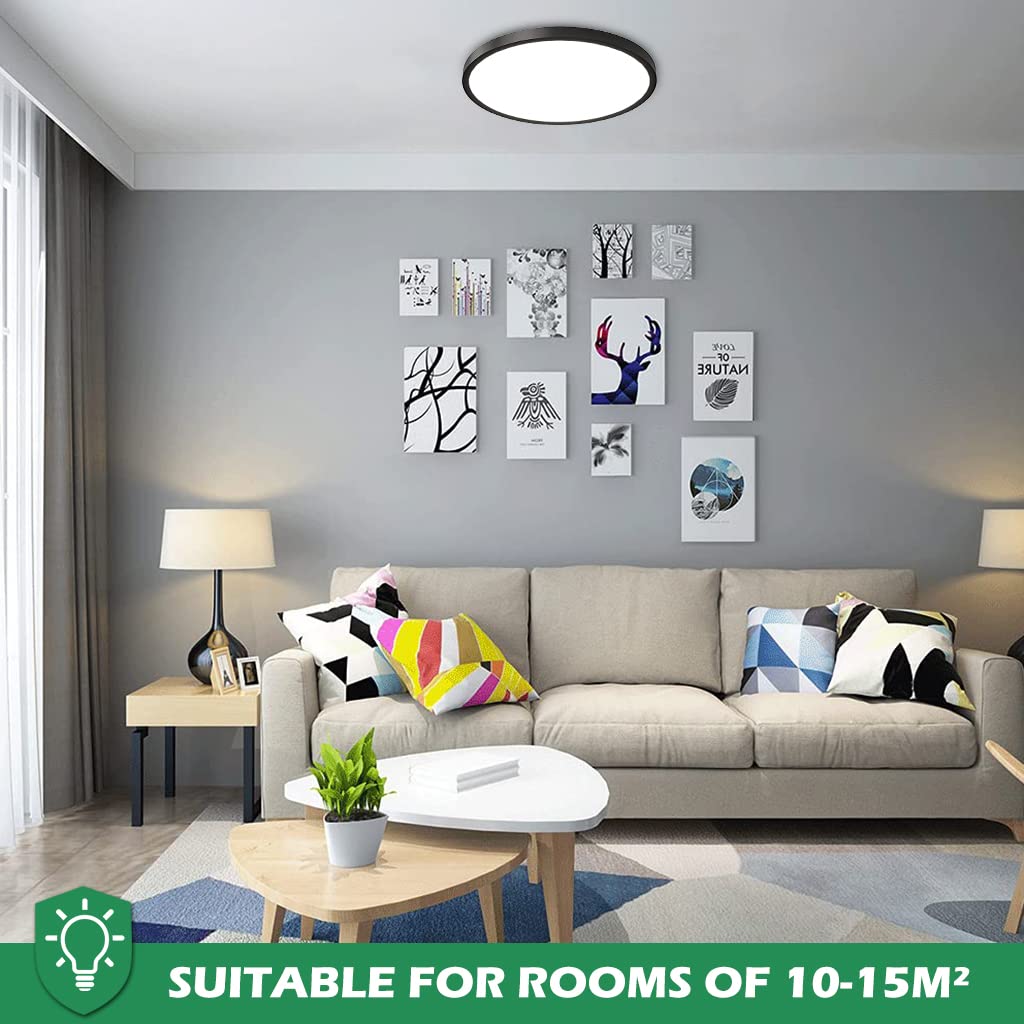 ELEPHANTBOAT LED Ceiling Light for Living Room with 24W Ultra Thin 9 in Design | 6500K Bright White