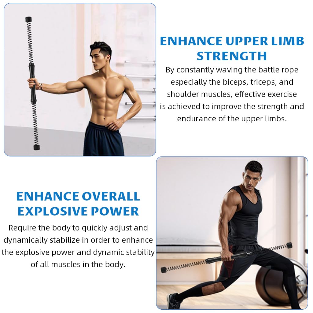 Proberos Compact Cordless Battle Ropes for Home Gym with 16.9 in Spring Metal Bars | Full Body Strength Training for Men and Women
