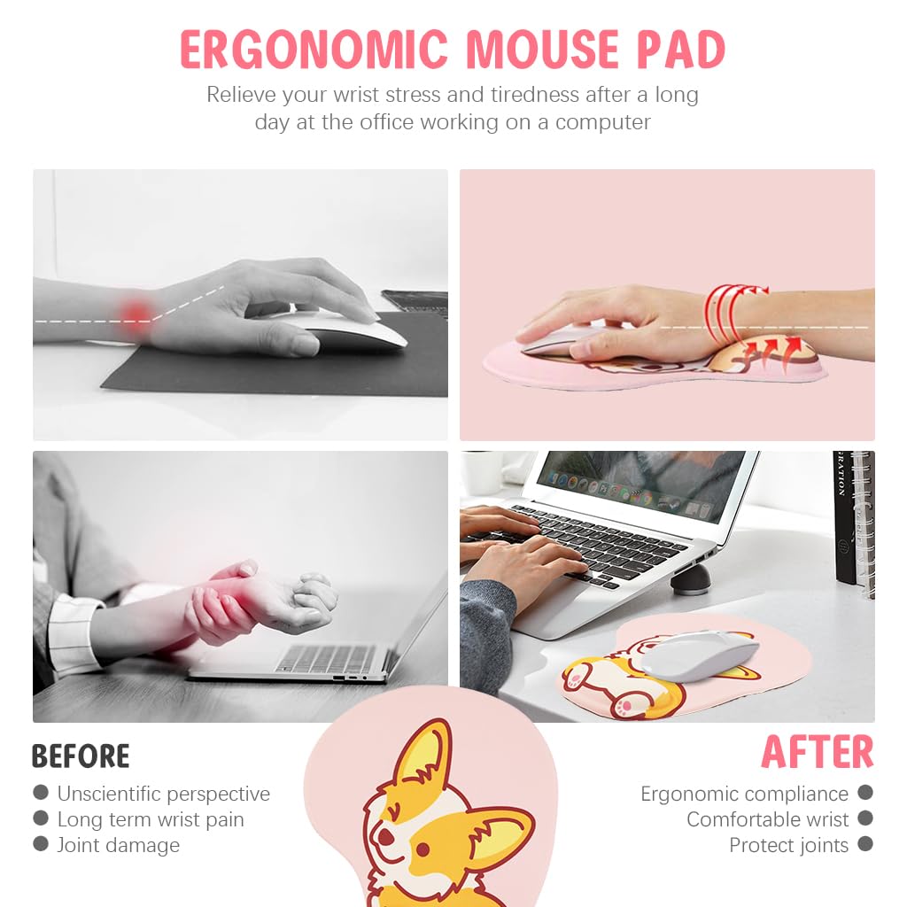 ZORBES Mouse Pad with Wrist Rest for Office and Gaming featuring Ergonomic Gel Base