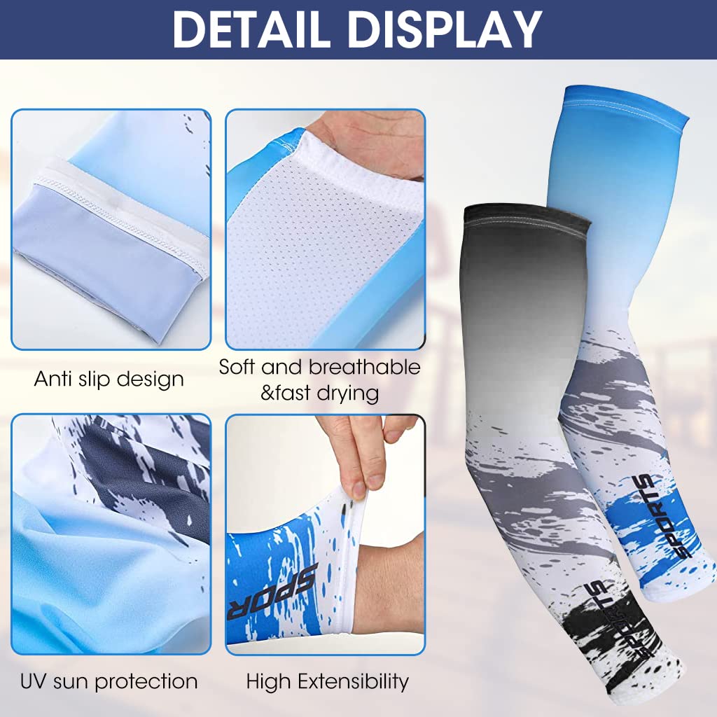 Optifit® 2 Pair Arm Sleeves for Men Women, UV Protection and Sunblock Hand Sleeves For Driving, Cycling, Tennis, Cricket, Football, Golf, Outdoor, Gym, Riding(M)