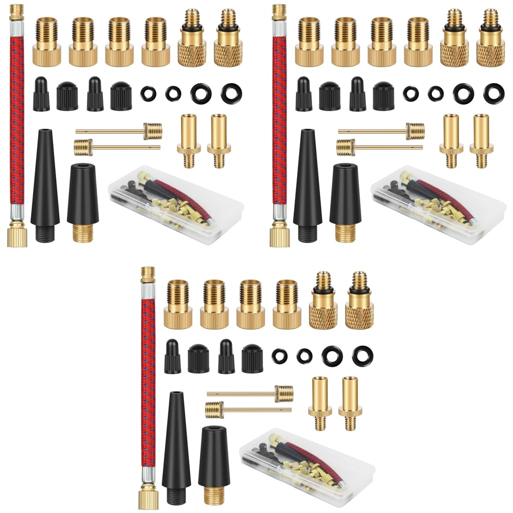 STHIRA Bicycle Valve Adapter Kit for Bikes and Cars with 63 pcs Copper Set | Universal Box
