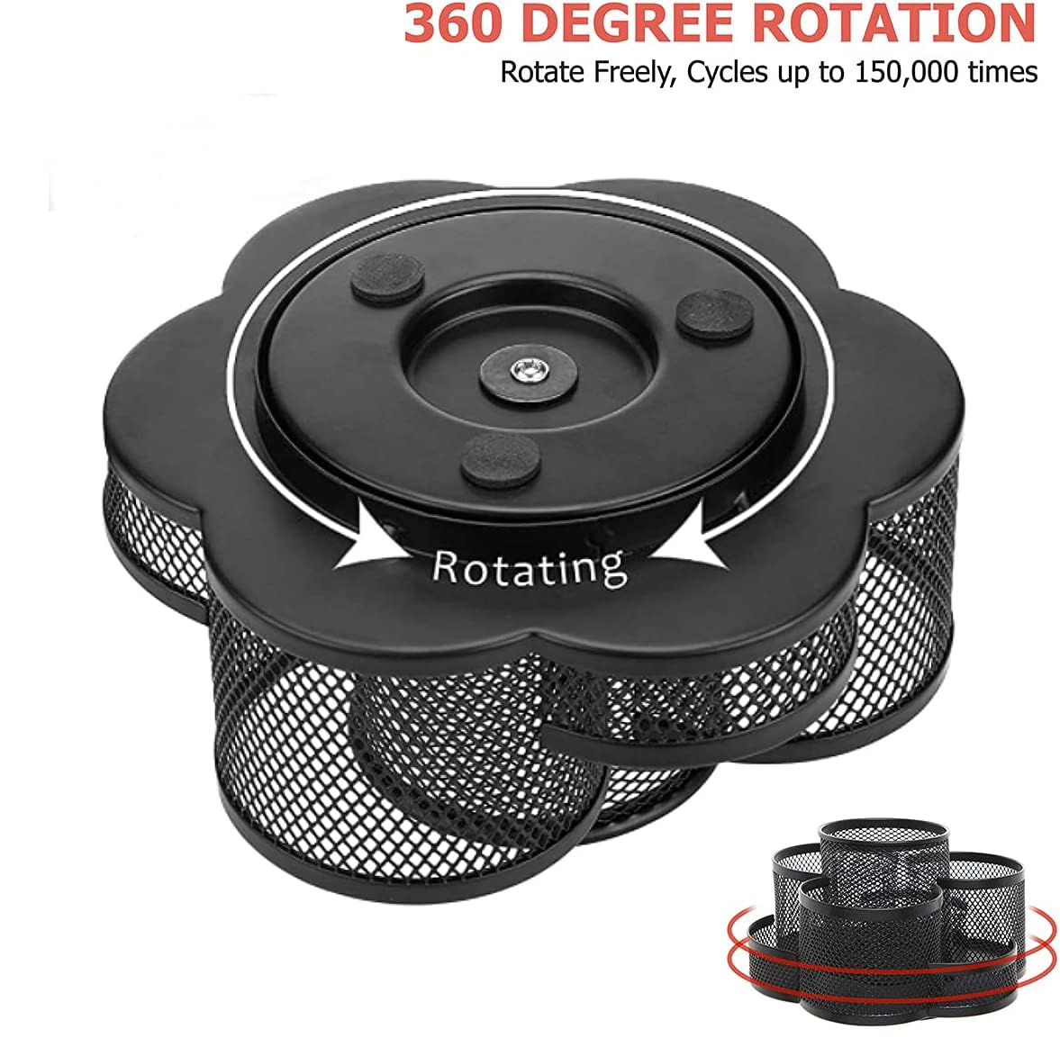 Zibuyu Desk Organizer for Office and Study Table with 7 Compartments | 360 Degree Rotating Black Pen Stand