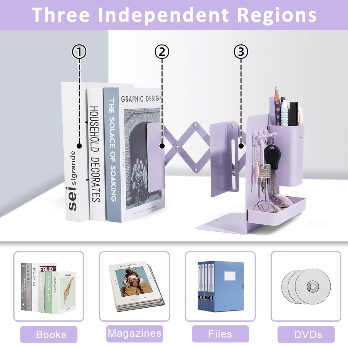 Climberty Desktop Bookshelf for Office and School with Retractable Book Holder and Metal Pen Organizer
