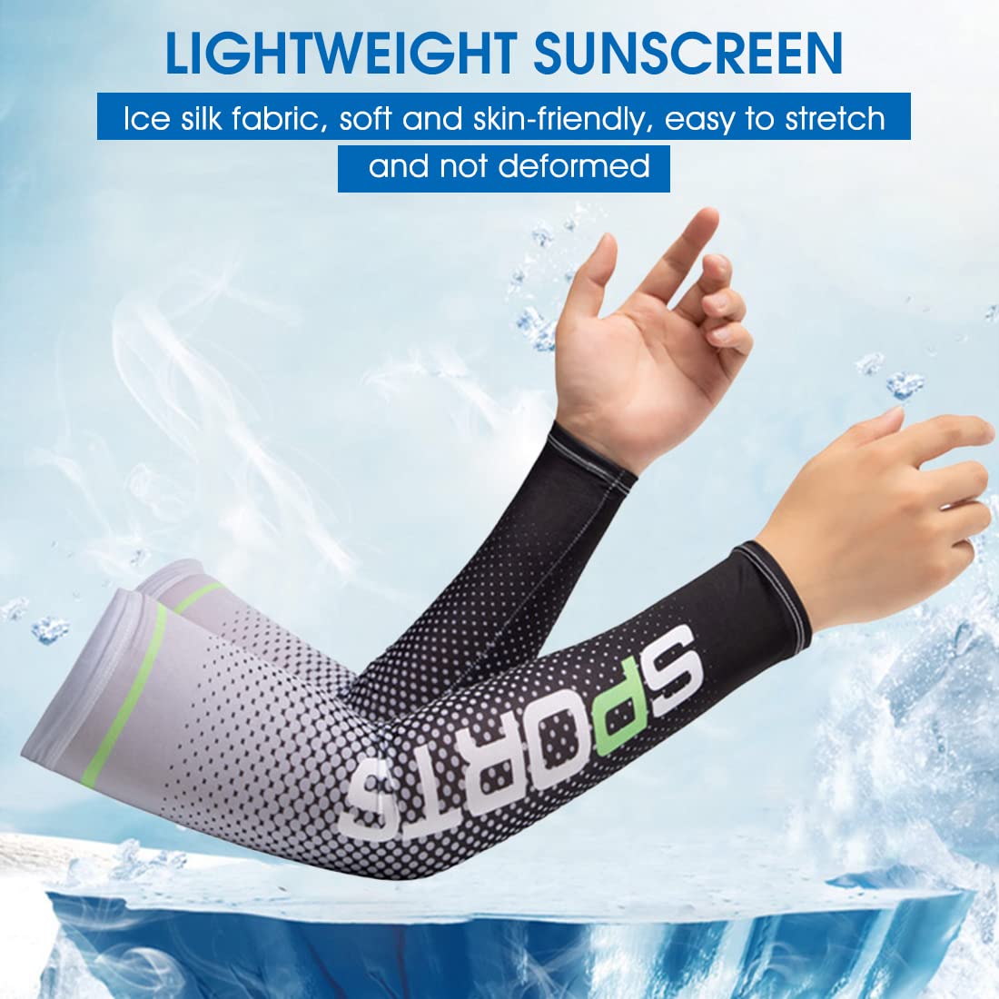 Zibuyu Sun Protection Arm Sleeves for Outdoor Sports with UPF 50 UV Shield and Bandana Combo | Icy Silk Lycra for Men and Women
