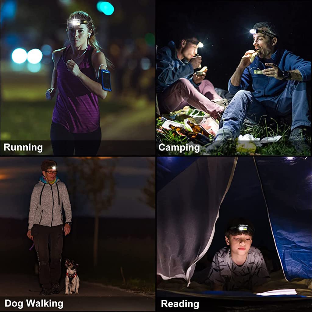 ELEPHANTBOAT Headlamp for Camping and Hiking with 9 Modes Sensor and 1200mAh USB Rechargeable Battery