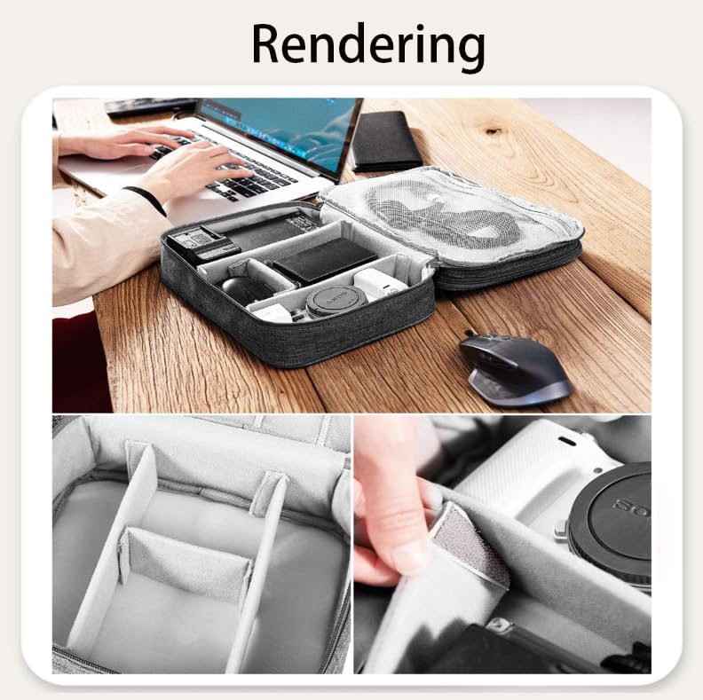 Zibuyu Electronics Organizer Bag for Travel with 3 Layer Storage and Adjustable Dividers | Black