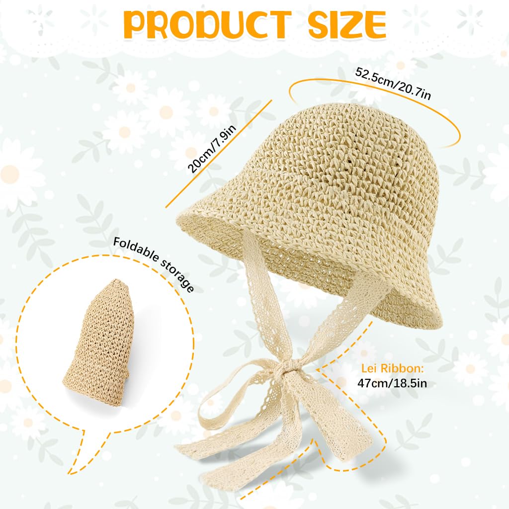SNOWIE SOFT Baby Straw Hat for Summer with Lace Chin Strap and UPF 50+ | Beige for 6–24 Months