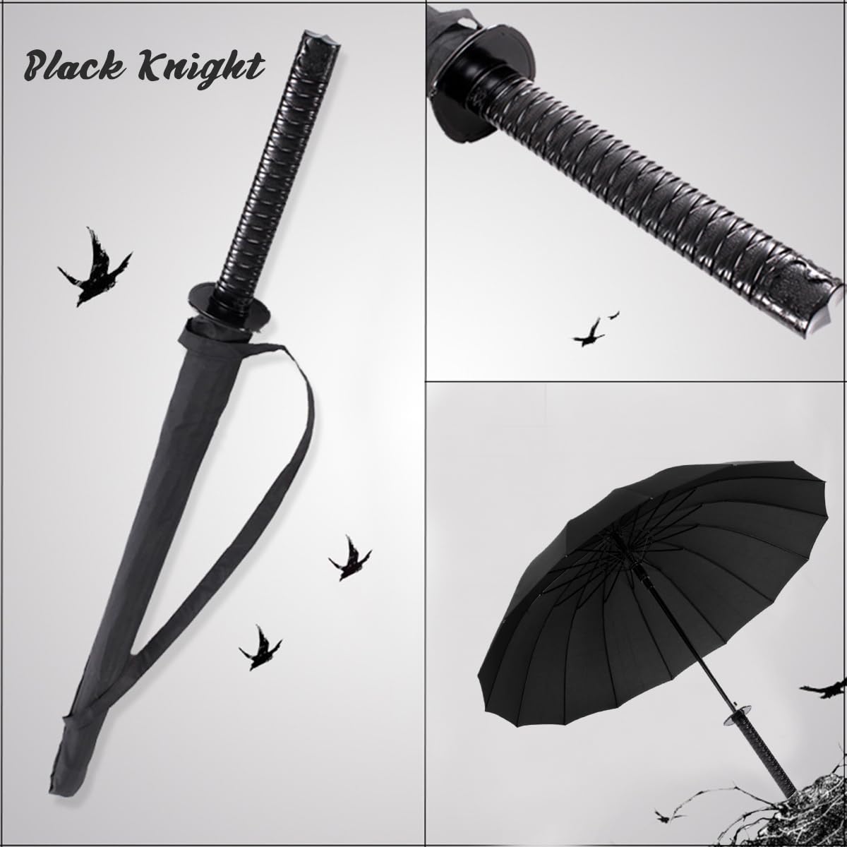 PALAY Samurai Sword Umbrella with 16 Steel Ribs and Auto Open Mechanism | 38.5 in Japanese Style