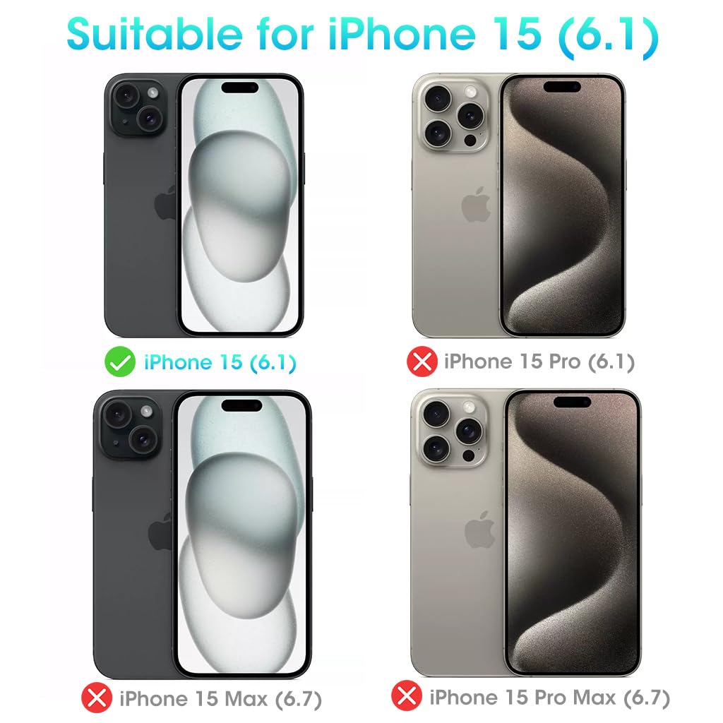 ZORBES Phone Case for iPhone 15 6.1 inch with Folding Ring Grip and Sliding Camera Cover | PC Anti Scratch Black Cover