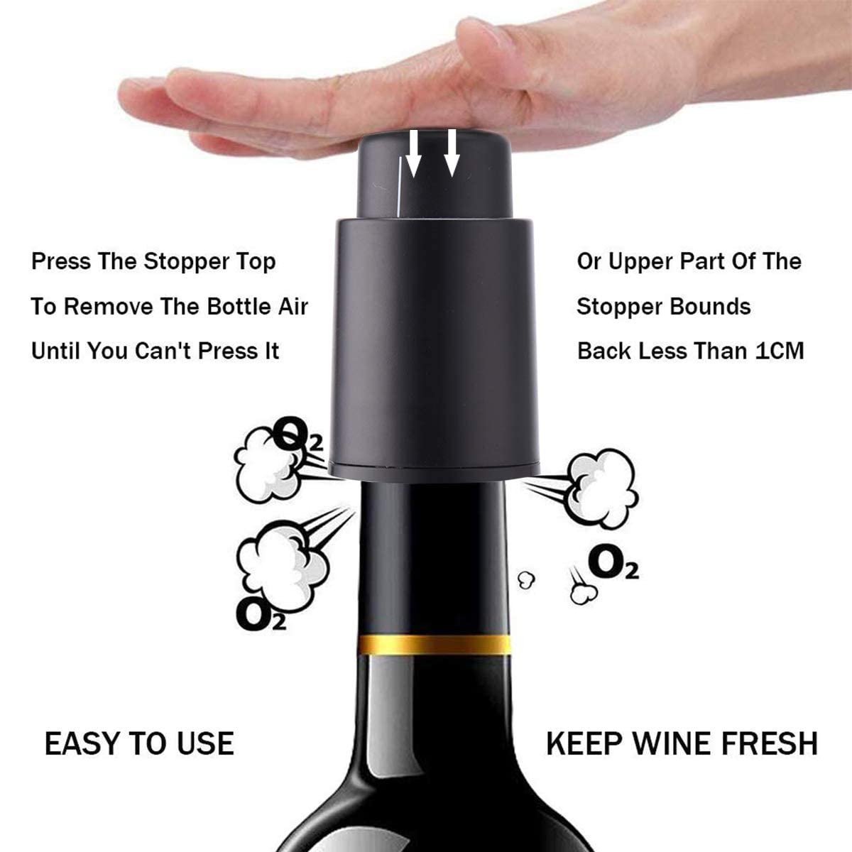 HASTHIP Vacuum Wine Bottle Stopper 2 pcs for Wine and Champagne with Date Record & Leakproof Seal | Food Grade Reusable Saver for Wine Lovers
