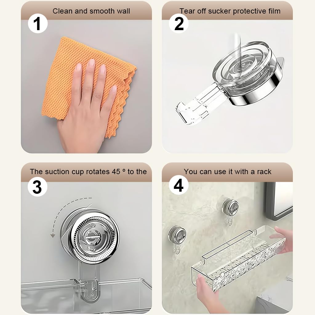 HASTHIP Bathroom Toiletries Organizer Tray for Wall Mount Storage with 4 Hooks and Quick Drainage | Clear Textured 36x10x3.5cm Design