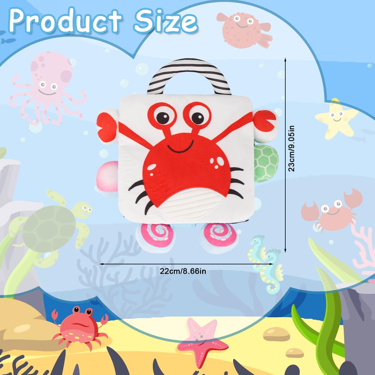 SNOWIE SOFT Baby Cloth Book for Stroller and Car Seat featuring Dimensional Animals | Sensory Toy for 0–6 Month Infants