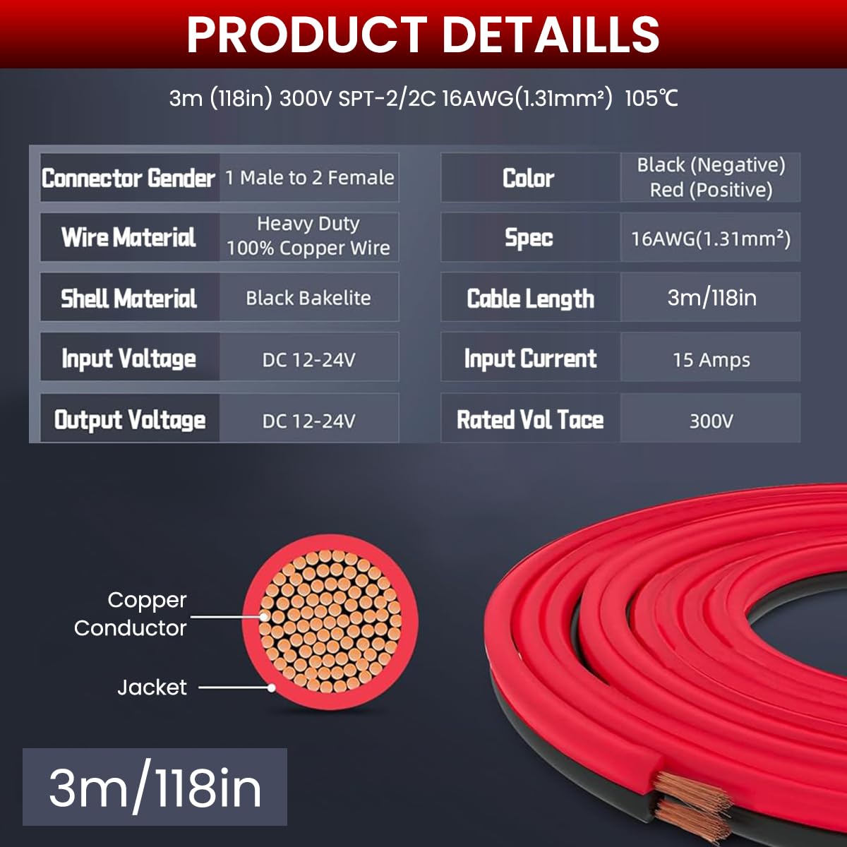 STHIRA 2 in 1 Car Cigarette Lighter Splitter with Dual Port Socket and 9.8 ft Extension Cable for Phone Charging and GPS