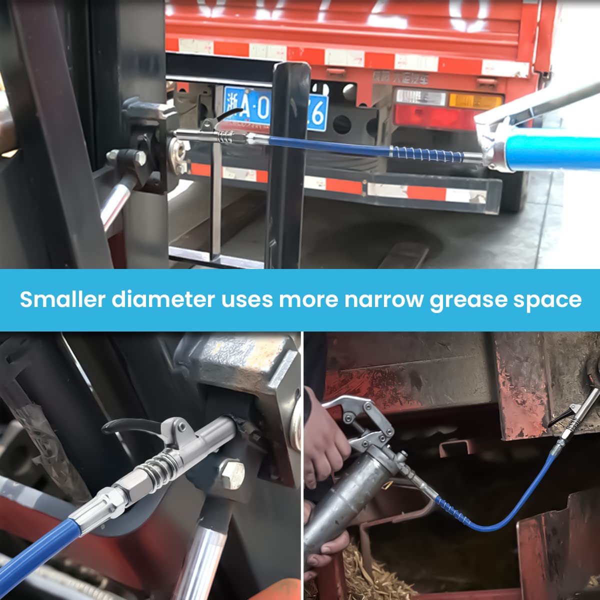 STHIRA Grease Gun Coupler for All 1/8 Inch NPT Guns with 12 Inch Flex Hose | 12000 PSI Lock Release