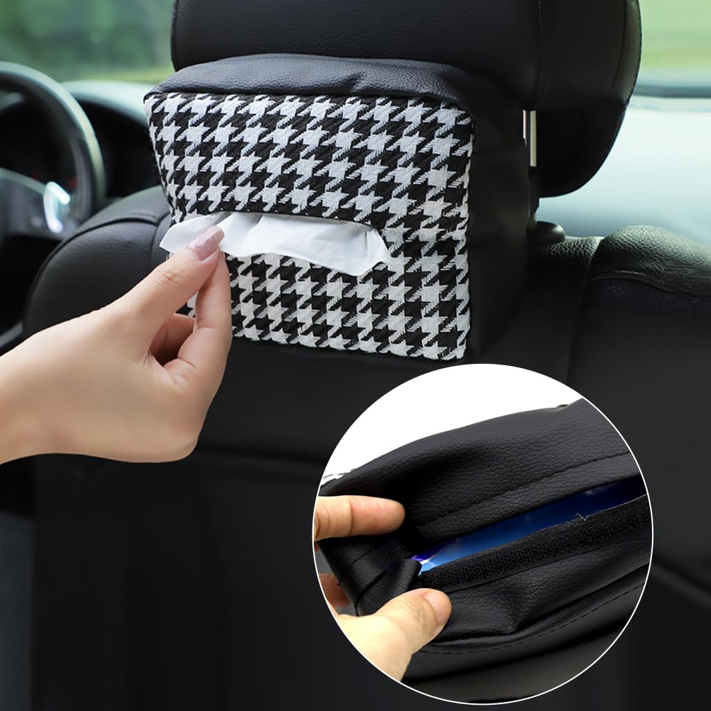 ZIBUYU Car Tissue Box Holder for Car Home and Office featuring Quick Release Buckle | Soft Plush 16×11 cm Organizer