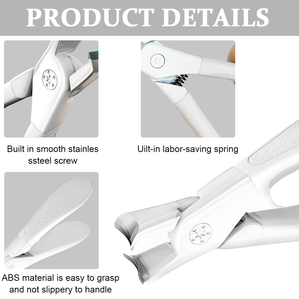 MAYCREATE Thick Nail Clipper for Tough Nails with 9×5.2 cm Long Handle & Anti‑Splash Design