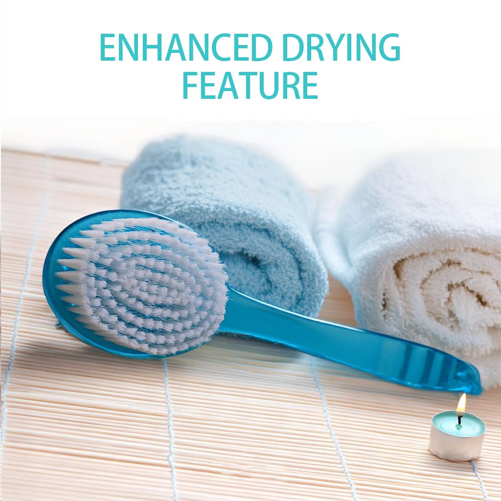 ZIBUYU Body Scrubber for Bathing with 14.3 in Long Handle and Anti Slip Grip | 2PCS Set