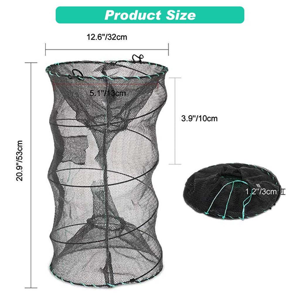 Proberos® Fishing Net Lobster Crab Trap Fish Basket Collapsible Portable Crab Trap Cage Fishing Keep Net Fish Net for Crayfish, Crab, 12.6X20.1inches