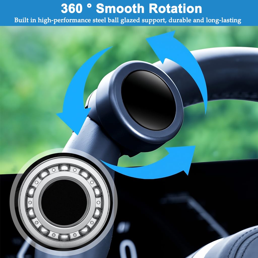 STHIRA Car Steering Wheel Knob for One-Hand Steering with Screw Fastener | Anti-Slip Universal Fit