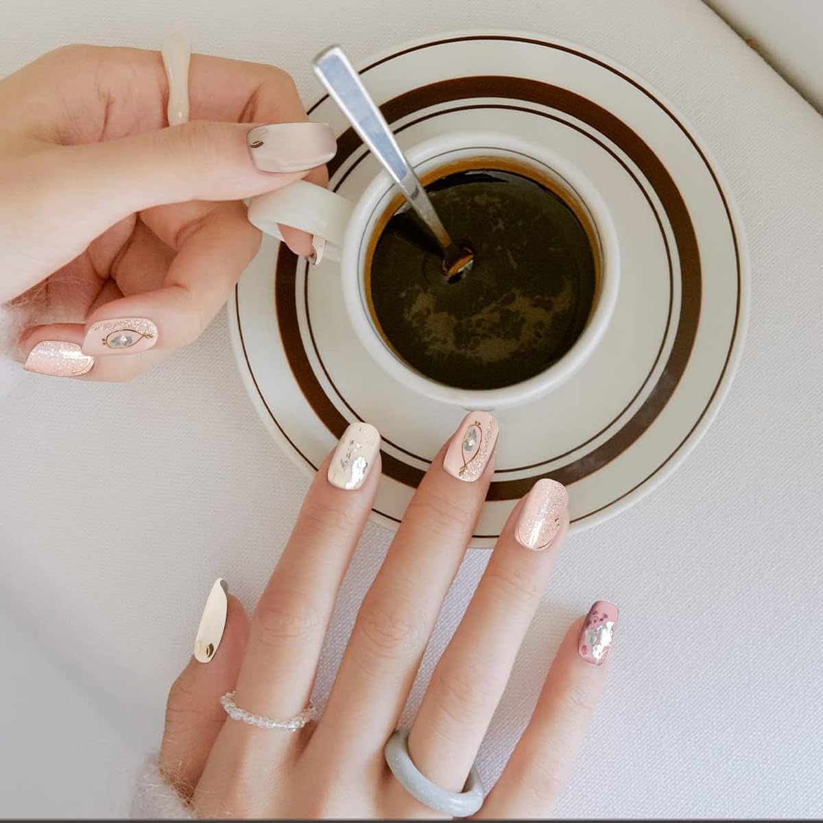 MAYCREATE Full Nail Wraps for DIY Nail Art with 56 Self Adhesive Decals | 4 Design Set