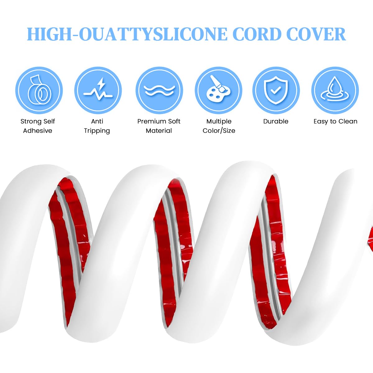 Serplex PVC Cord Cover for Floor and Wall Cable Management 6.6 ft | Self Adhesive Cuttable Design